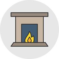 Fireplace Line Filled Light Circle Icon vector