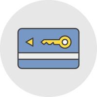 Key Card Line Filled Light Circle Icon vector