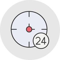 24 Hours Line Filled Light Circle Icon vector