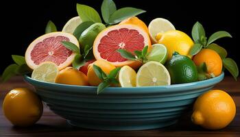 AI generated Freshness of citrus fruit brings healthy eating generated by AI photo