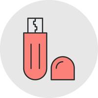 Flash Drive Line Filled Light Circle Icon vector