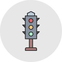 Traffic Lights Line Filled Light Circle Icon vector