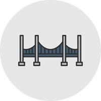 puente línea lleno ligero circulo icono vector