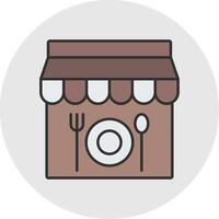 restaurante línea lleno ligero circulo icono vector