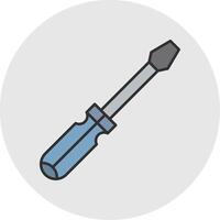 Screwdriver Line Filled Light Circle Icon vector