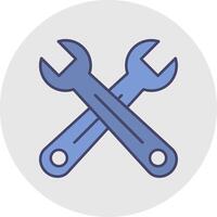 Cross Wrench Line Filled Light Circle Icon vector