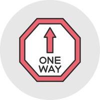 One Way Line Filled Light Circle Icon vector