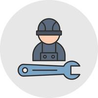 Mechanic Line Filled Light Circle Icon vector