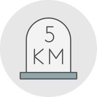 kilometer Line Filled Light Circle Icon vector