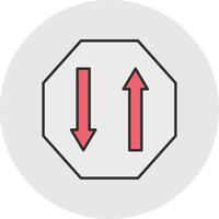 Two Way Line Filled Light Circle Icon vector