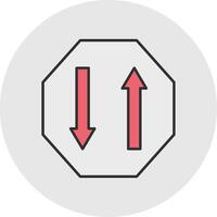 Two Way Line Filled Light Circle Icon vector