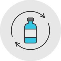 botella reciclaje línea lleno ligero circulo icono vector