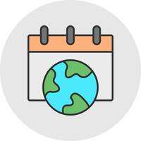 Eco calendar Line Filled Light Circle Icon vector