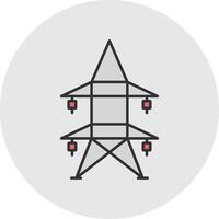 eléctrico torre línea lleno ligero circulo icono vector
