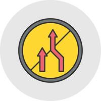 No Overtaking Line Filled Light Circle Icon vector