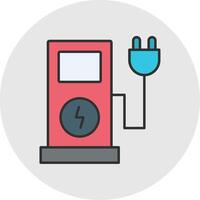 Electric Charge Line Filled Light Circle Icon vector