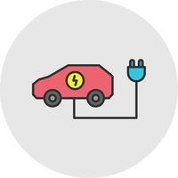 Electric Car Line Filled Light Circle Icon vector