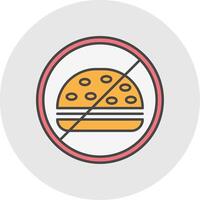 No Food Line Filled Light Circle Icon vector