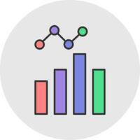 Data Analysis Line Filled Light Circle Icon vector