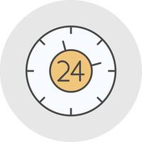 24 horas línea lleno ligero circulo icono vector