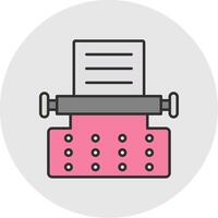 máquina de escribir línea lleno ligero circulo icono vector