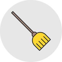 Broom Line Filled Light Circle Icon vector