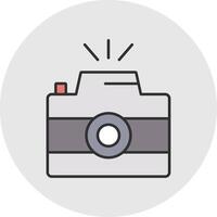 Photo Camera Line Filled Light Circle Icon vector