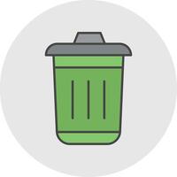 Dustbin Line Filled Light Circle Icon vector