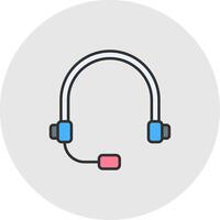 Headset Line Filled Light Circle Icon vector