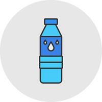 agua botella línea lleno ligero circulo icono vector