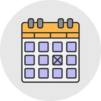 Calender Line Filled Light Circle Icon vector