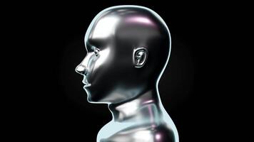 Silver Human Face Isolated on Dark Background video