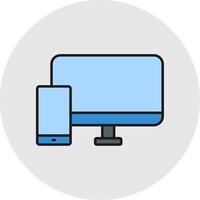 Devices Line Filled Light Circle Icon vector