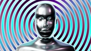Silver Human Face and Abstract Background with Ripples video