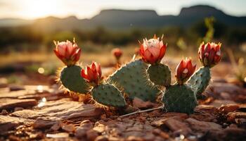 AI generated Beautiful succulent plant thrives in arid mountain landscape generated by AI photo