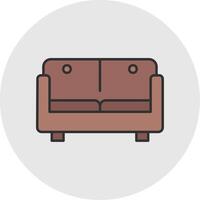 Sofa Bed Line Filled Light Circle Icon vector