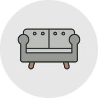 Sofa Line Filled Light Circle Icon vector