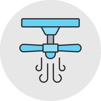 Ceiling Fan Line Filled Light Circle Icon vector