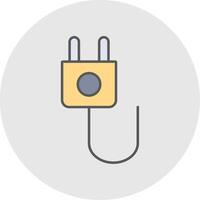 Wall Plug Line Filled Light Circle Icon vector