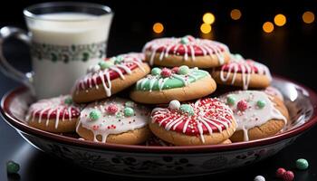 AI generated Homemade gingerbread cookies, a sweet winter tradition generated by AI photo