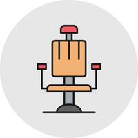 Barber Chair Line Filled Light Circle Icon vector