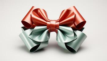 AI generated Shiny gift box with tied satin bow generated by AI photo