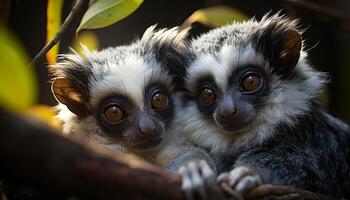 AI generated Cute lemur looking at camera in nature generated by AI photo