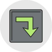 Turn Down Line Filled Light Circle Icon vector