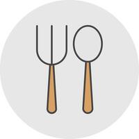 Fork Spoon Line Filled Light Circle Icon vector