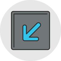 Down Left Line Filled Light Circle Icon vector