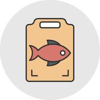 Fish Cooking Line Filled Light Circle Icon vector