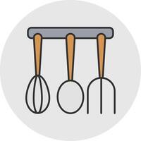 cocina utensilios línea lleno ligero circulo icono vector