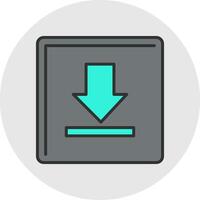 Down Arrow Line Filled Light Circle Icon vector