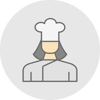 dama cocinero línea lleno ligero circulo icono vector